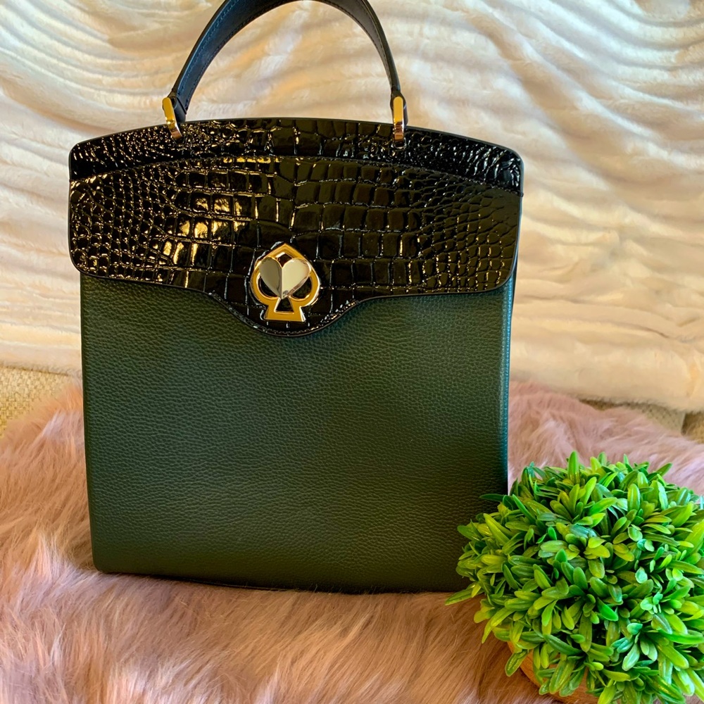 Kate Spade Croc-Embossed Colorblock Medium Backpack Purse